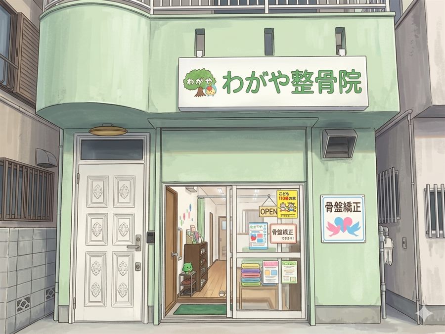 わがや整骨院の外観イラスト（大東市・野崎駅周辺）